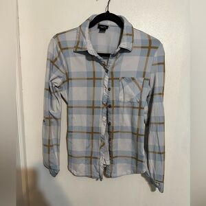 Rue21 Light Blue and Tan Plaid Shirt